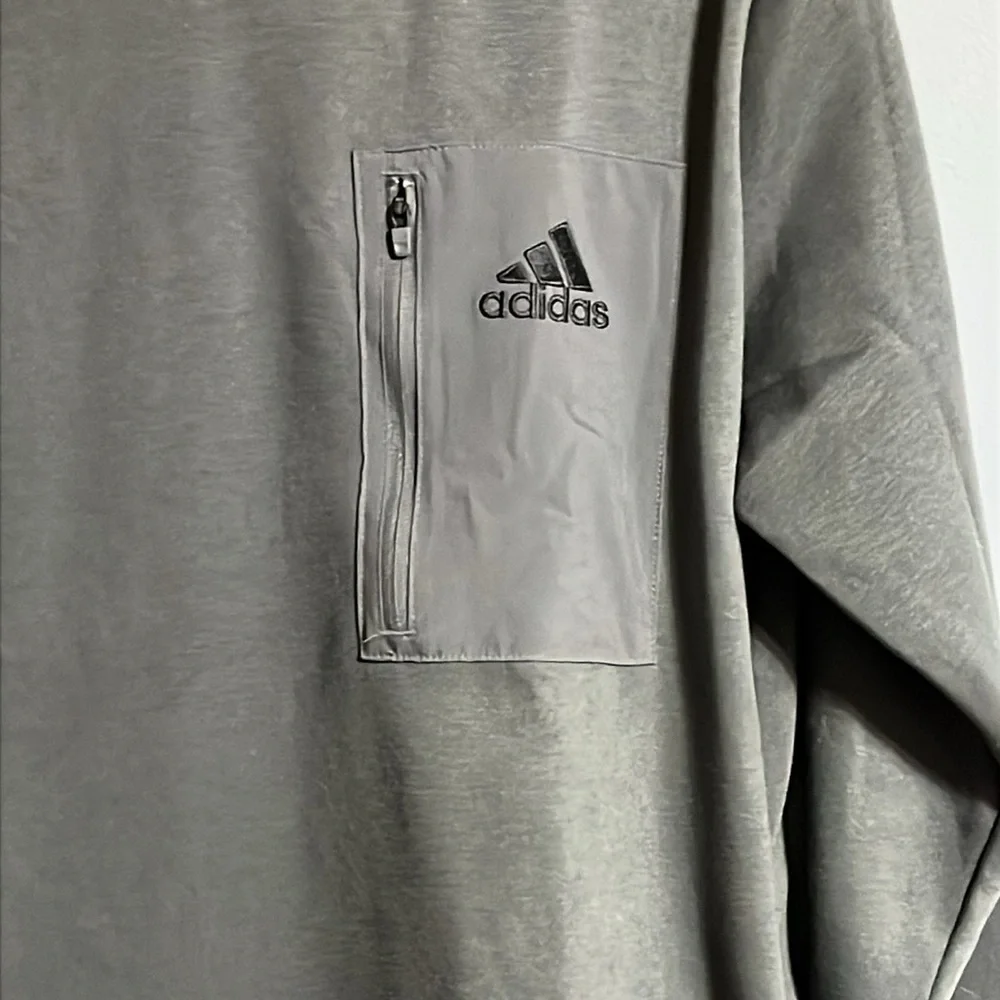 Adidas Men's Regular Fit Kangaroo Pockets Hoodie - Gray large